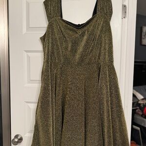 Magnolia Place 1950s Gold Sparkle Layla Swing Dress